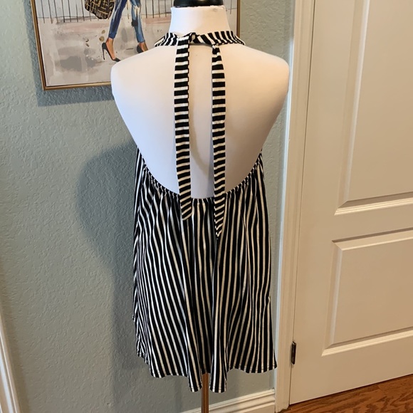 ASOS Black & White Striped Mini Dress • Sz M - Picture 4 of 8